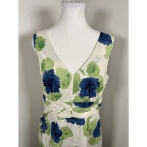 Boden Blue and Green Floral Midi Dress